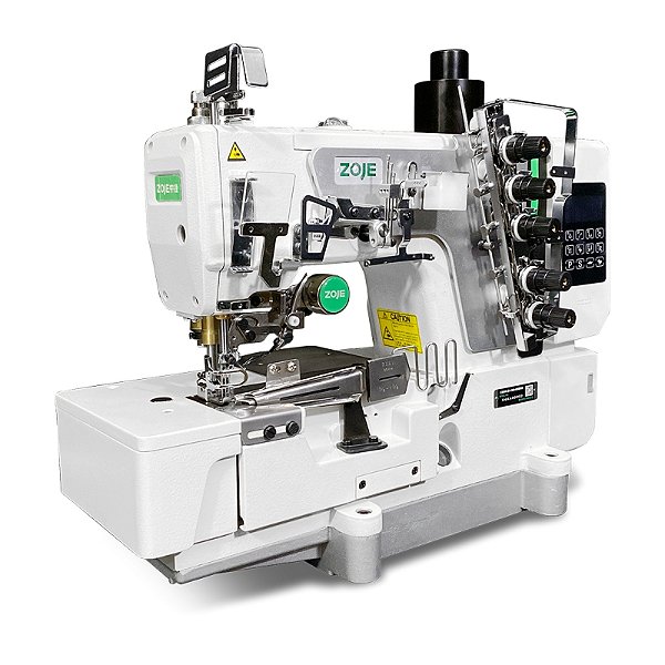 Maquina Galoneira Eletrônica Plana Aberta com Corte de Linha Zoje C5000-G1-364-D3B/02 - 220 V + KIT PREMIUM CARBON E CADEIRA PARA COSTUREIRA