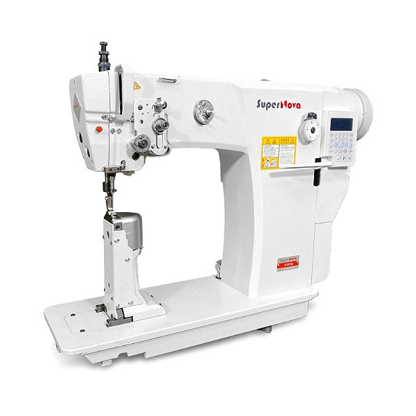 Maquina Coluna Eletro-Eletrônica com Calcador Transporte Superior e Inferior por Barra de Agulha e Dente Supernova S-5816S - 220 V COM PÉS E MESA DESMONTADAS