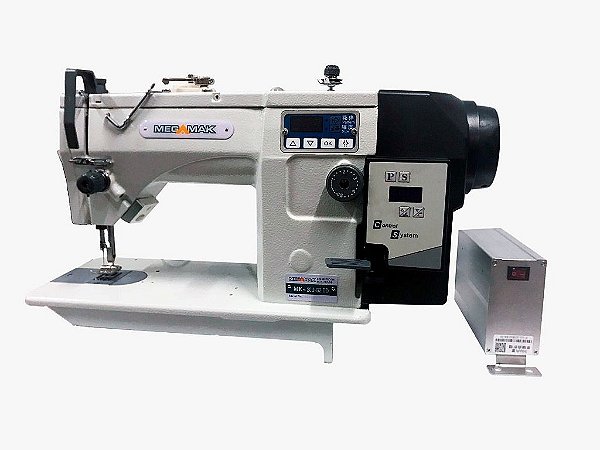 MAQUINA ZIG ZAG COM PONTOS DECORATIVOS MOTOR DIRECT DRIVE MEGAMAK MK-20U-G2-DD - 220V + KIT PREMIUM CARBON E CADEIRA PARA COSTUREIRA