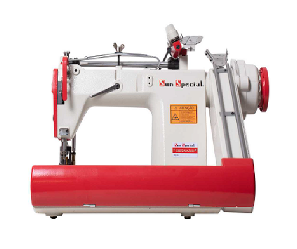 MAQUINA FECHADEIRA DE BRAÇO 2 AGULHAS 3/16 SUN SPECIAL SS927D-PL-LU-ZU-SU - Direct Drive 220 V COM PÉS E MESA MONTADOS