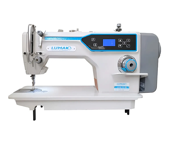 MAQUINA RETA DIRECT DRIVE COM CORTE DE LINHA AUTOMATICA LUMAK LUD2 - 220 V COM PÉS E MESA MONTADOS