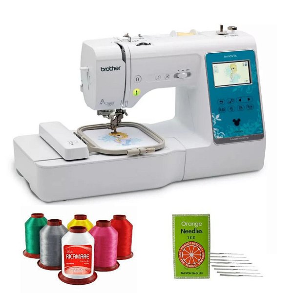 MÁQUINA DE BORDADO E COSTURA BROTHER NV960D com kit de Linhas Ricamare - Autovolt