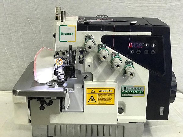MAQUINA OVERLOQUE 2 AGULHAS PONTO CADEIA BRACOB BC S4-4AT - BIVOLT COM PÉS E MESA MONTADOS