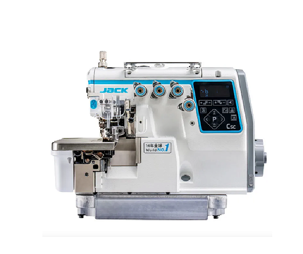 MAQUINA OVERLOQUE ELETRONICA PONTO CADEIA JACK C5C-4 - 220 V COM PÉS E MESA MONTADOS