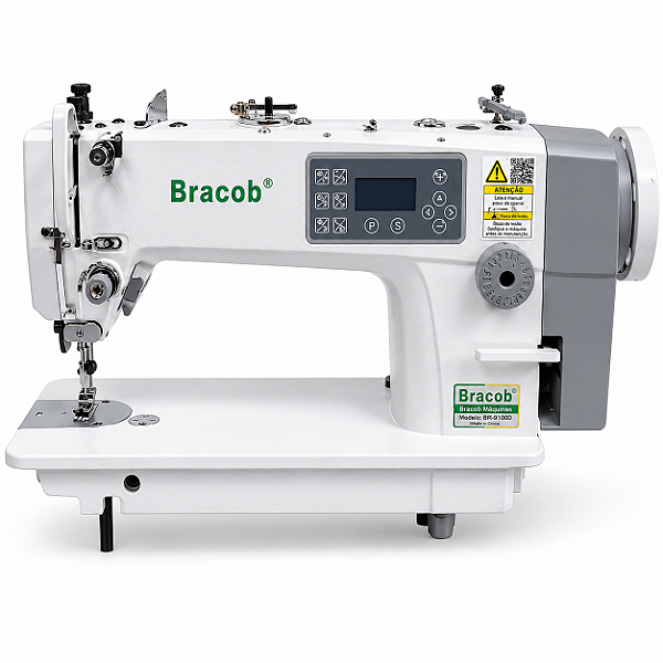 Máquina Transporte Triplo 1 Agulha Base Plana Bracob BC 0303-D4 220V + Kit Premium Carbon e Cadeira para Costureira