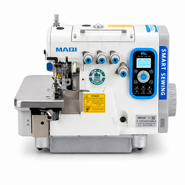 Máquina Overloque Eletrônica Ponto Cadeia MAQI X10TF-4-M03/333/A-I 220V com Pés e Mesa Desmontados