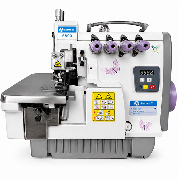 Máquina Interloque Bitola Média Sansei Aquarela SA-DS-6800DE-5-35/DD 220V + Kit Premium Carbon e Cadeira para Costureira