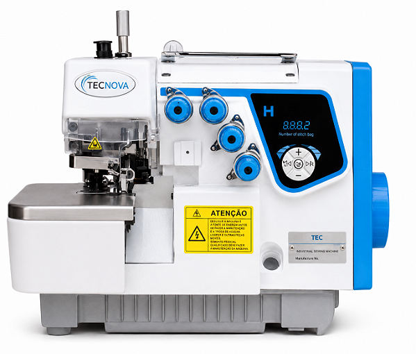 Máquina Overloque Ponto Cadeia Tecnova TN-C4 2 Agulhas 4 Fios Direct Drive 220V com Pés e Mesa Montados