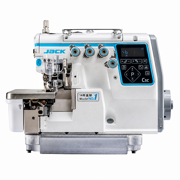 Máquina Interlock Eletrônica Jack C5C-5 5 Fios 220V com Pés e Mesa Montados