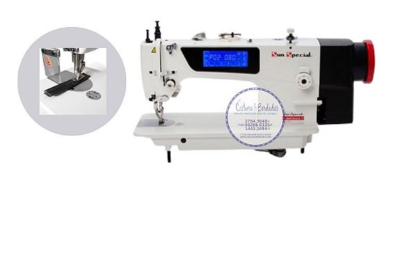 Máquina de Costura Industrial Reta Transporte Duplo Eletrônica SS0303D4-BA-QI  - 220 V + KIT INICIAL