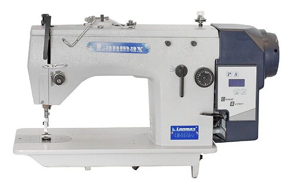 Máquina Zig Zag 3 Pontinhos Direct Drive Lanmax LM-557A-D - 220 V COM PÉS E MESA MONTADOS