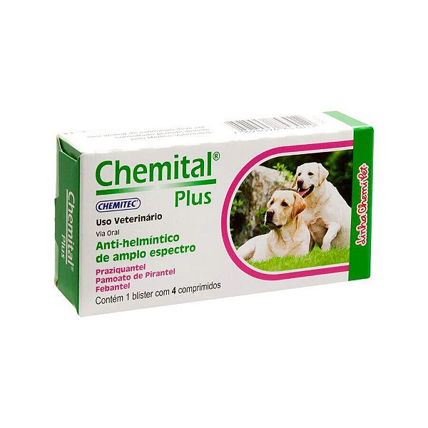 Vermífugo Chemital para Cães Plus 4 Comprimidos