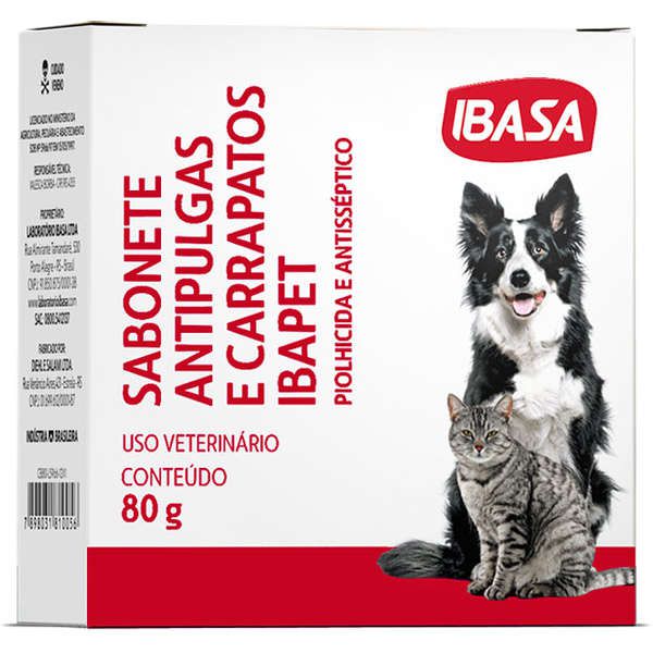 Sabonete Ibasa Antipulgas Ibapet para Cães e Gatos - 80 g