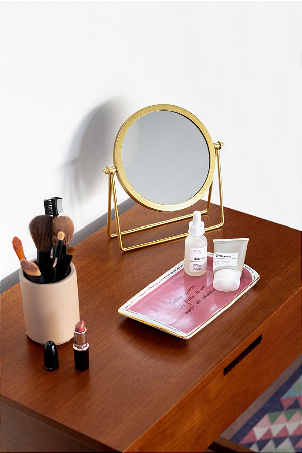 espelho de mesa dourado
