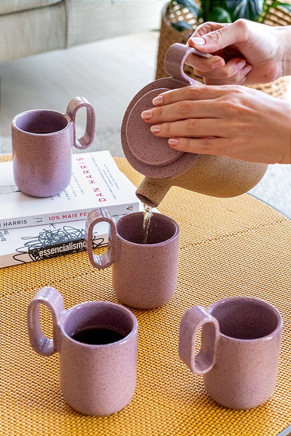 bule de cerâmica molle lilás