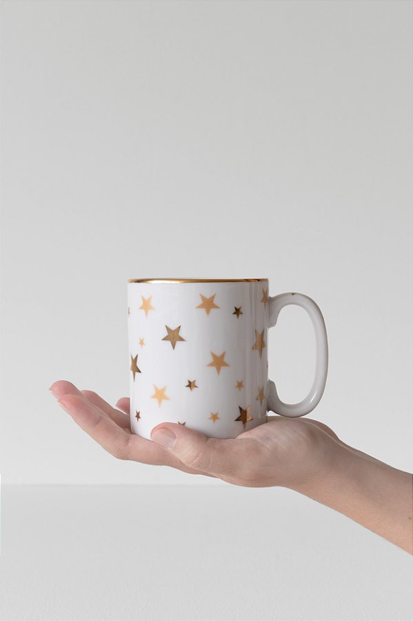 caneca estrelas dourada