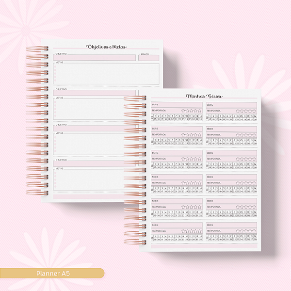 Planner Permanente: Rosa Pastel - DIVINA ENCADERNAÇÃO
