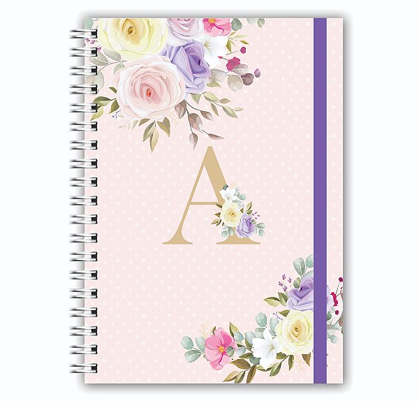 Agenda Permanente: Alfabeto Floral Roxo