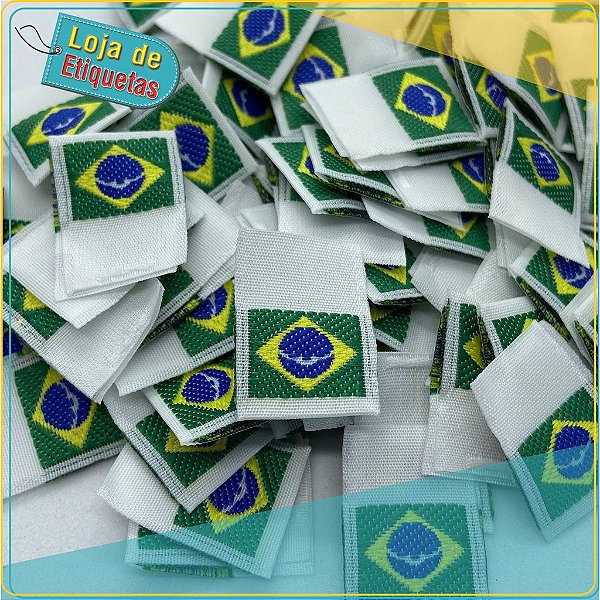 Etiqueta Bordada Bandeira do Brasil (100 pçs)
