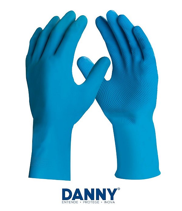 Luva Latex AZUL com forro SILVER DA360