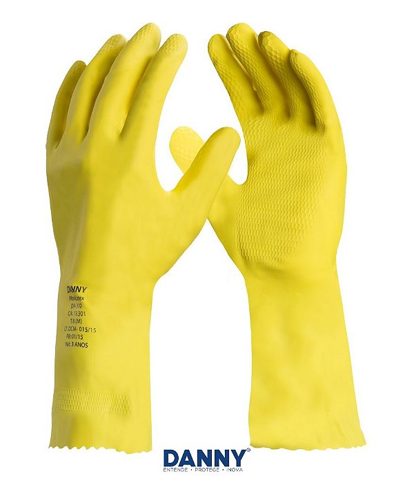 Luva Latex AMARELA com forro SILVER DA360