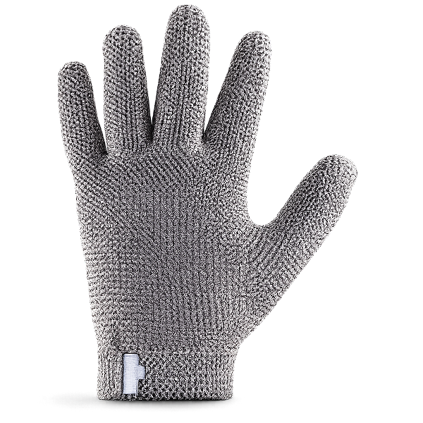 Luva malha de aço 5 dedos punho curto
