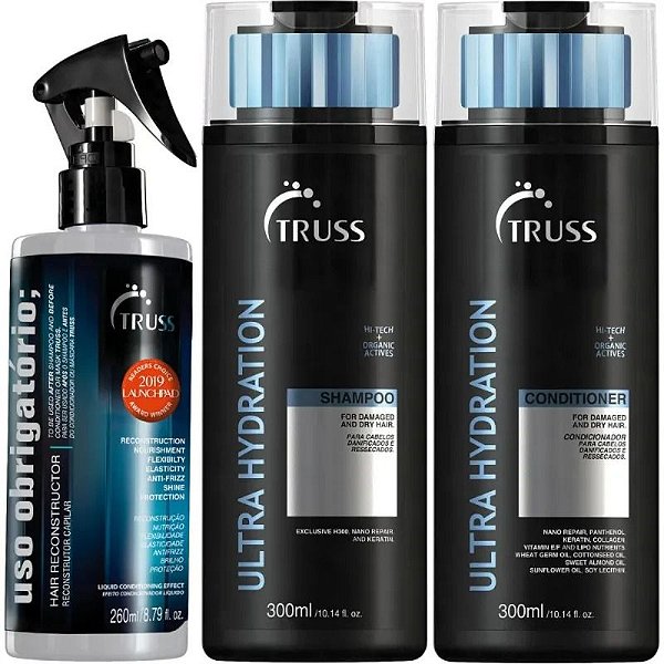 Truss Spray Uso Obrigatório 260ml + Duo Ultra Hydration 300ml (3 Produtos)