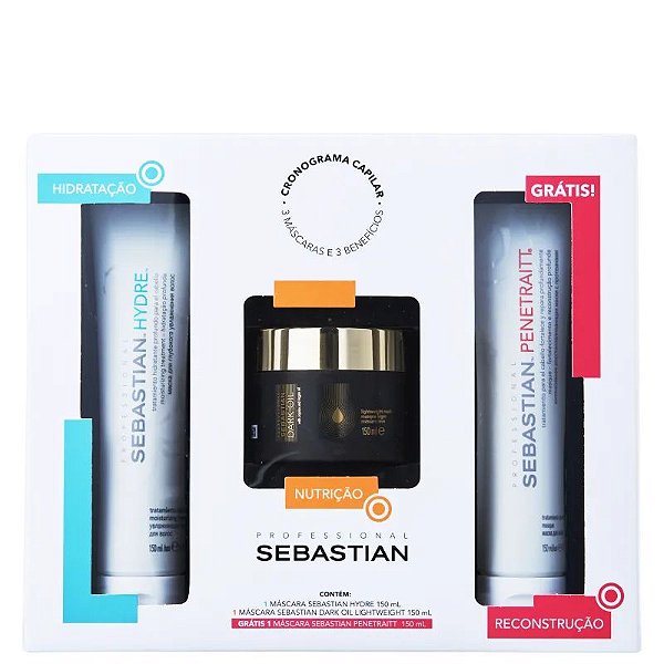 Kit Box Cronograma Sebastian Professional Dark Oil + Hydre + Penetraitt Mask (3 Produtos)