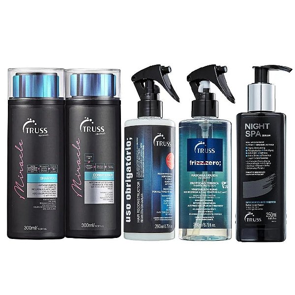 Kit Truss Duo Miracle + Uso Obrigatório 260ml + Frizz Zero 260ml + Night Spa 250ml