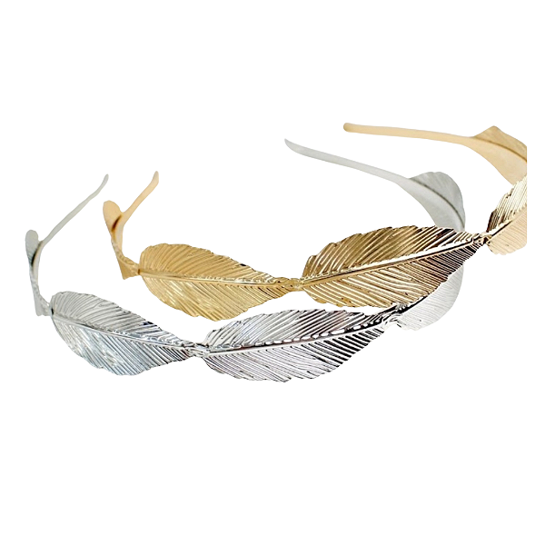 Tiara de Metal Folha Prata