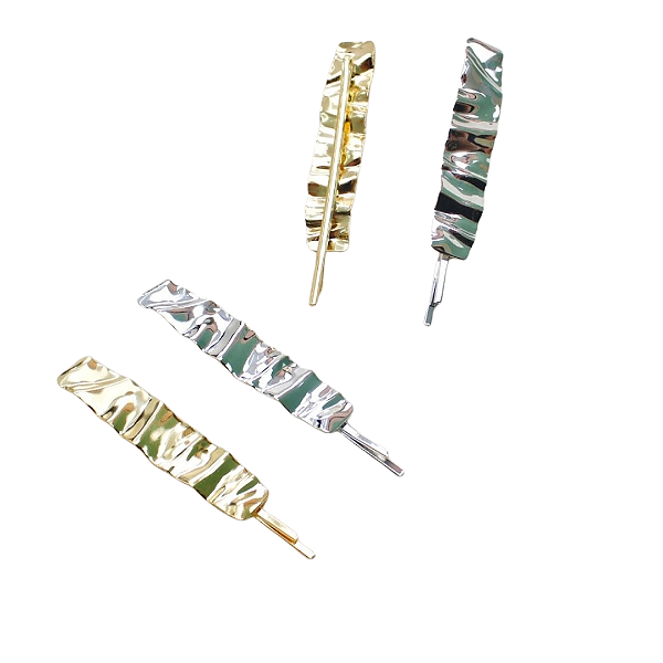 Duo de Grampos para Cabelo de Metal Prata Luxo