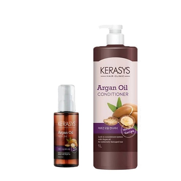 Kerasys Kit Condicionador Argan Oil 1L + Óleo Argan Oil Serum 100ml