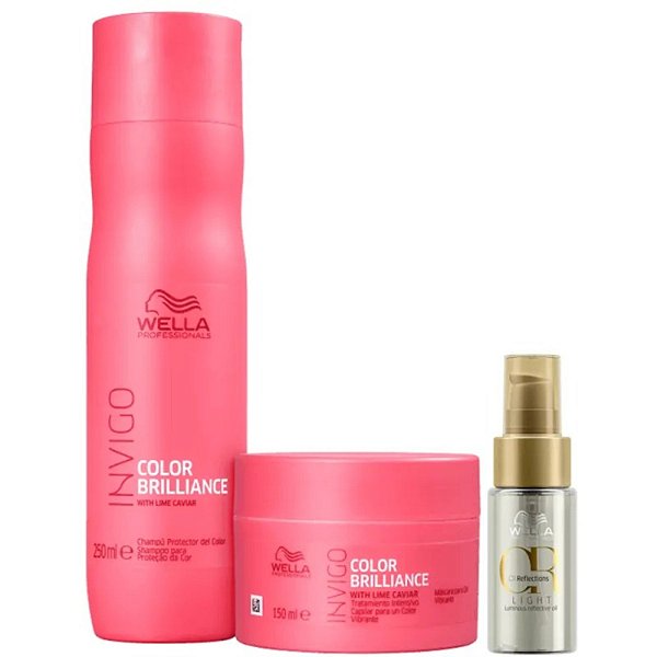 Wella Kit Professionals Invigo Color Brilliance +Oil Reflections Light Triplo (3 Produtos)