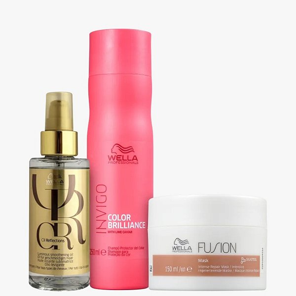 Wella Kit Professionals Invigo Color Brilliance Fusion Oil Reflections Trio (3 Produtos)