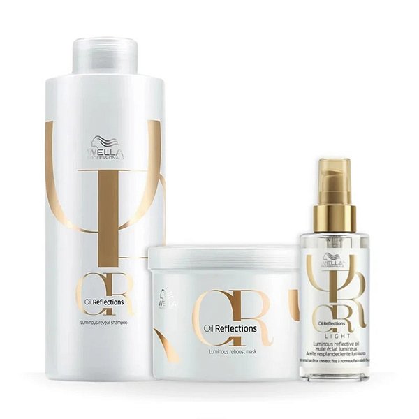 Wella Kit Oil Reflections Sh1000ml + Másc500ml + Óleo Light 100ml