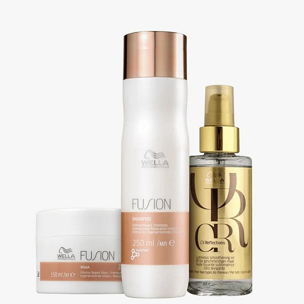 Wella Kit Fusion Shampoo 250ml + Máscara 150ml + Óleo 100ml