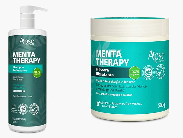 Kit Shampoo Refrescante 1L Menta Therapy+Máscara Menta 500g