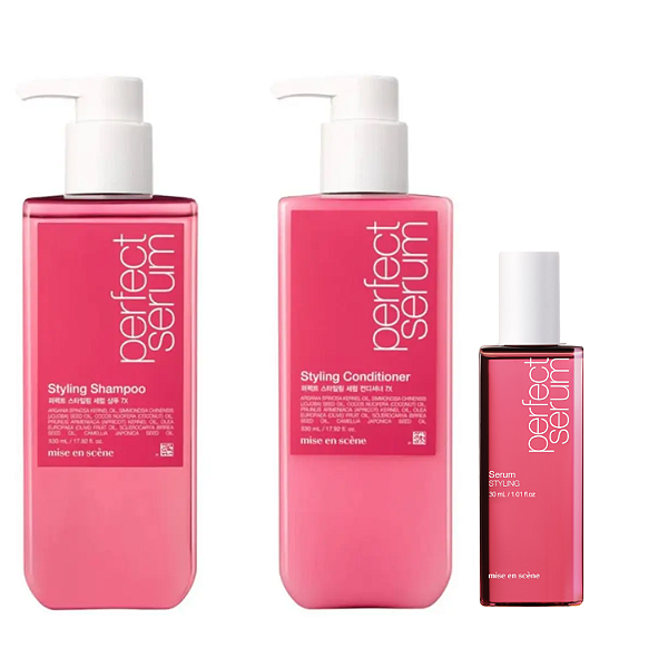 Mise en Scène Kit Perfect Serum Styling  (Shampoo + Condicionador + Sérum 30ml)