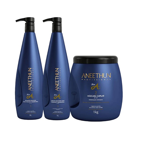 Aneethun Kit Linha A Shampoo 1L+Creme 1L+Máscara 1kg