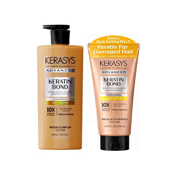 Kerasys Advanced Keratin Bond Deep Repair Kit (Shampoo 600ml + Mask 300ml))
