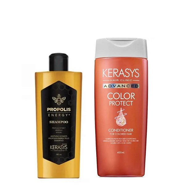 Kerasys Kit Shampoo Propolis Energy Shine 180ml+Condicionador Advanced Color Protect 400ml