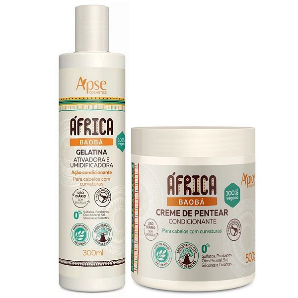 Ápice Africa Baobá Kit (Gelatina 300ml + Creme pentear 500g)