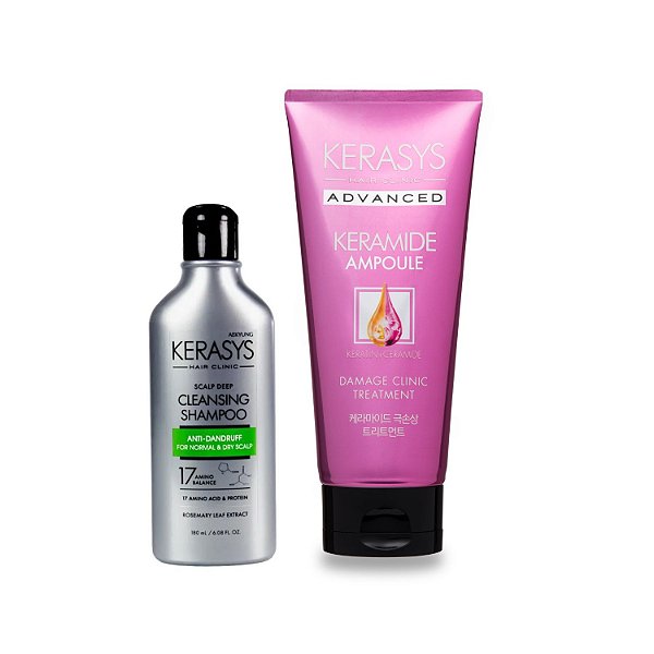 Kerasys Kit (Shampoo Scalp Cleasing 180ml + Máscara Keramide Damage Clinic 200ml)