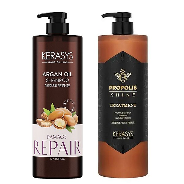 Kerasys Kit (Sh Argan Oil Shampoo + Propolis Shine Tratamento) 1L