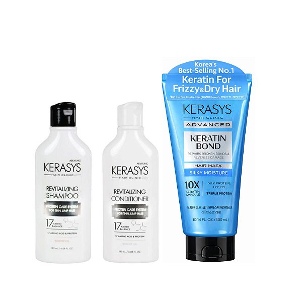 Kerasys Kit (Duo Revitalizing 180ml + Máscara Silk Moisture 300ml)