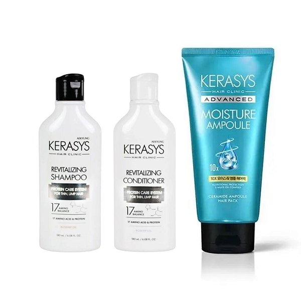 Kerasys Kit (Duo Revitalizing 180ml + Máscara Ampoule Moisture 300ml)