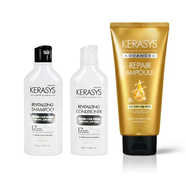 Kerasys Kit (Duo Revitalizing 180ml + Máscara Ampoule Repair 300ml)