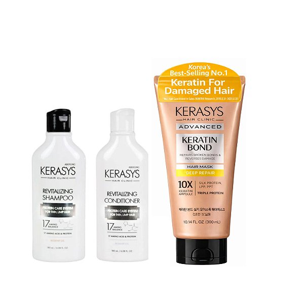 Kerasys Kit (Duo Revitalizing 180ml + Máscara Deep Repair 300ml)