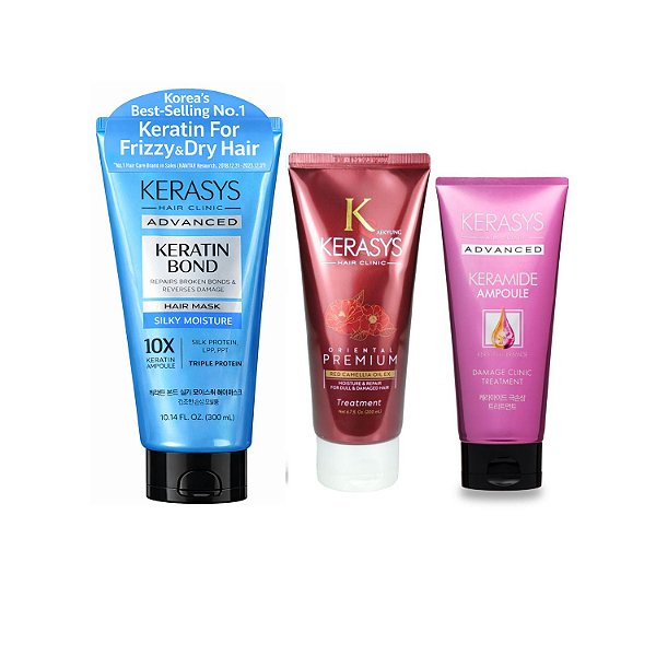 Kerasys Kit Máscaras (Moisture 300ml + Oriental 200ml + Damage Clinica 200ml)
