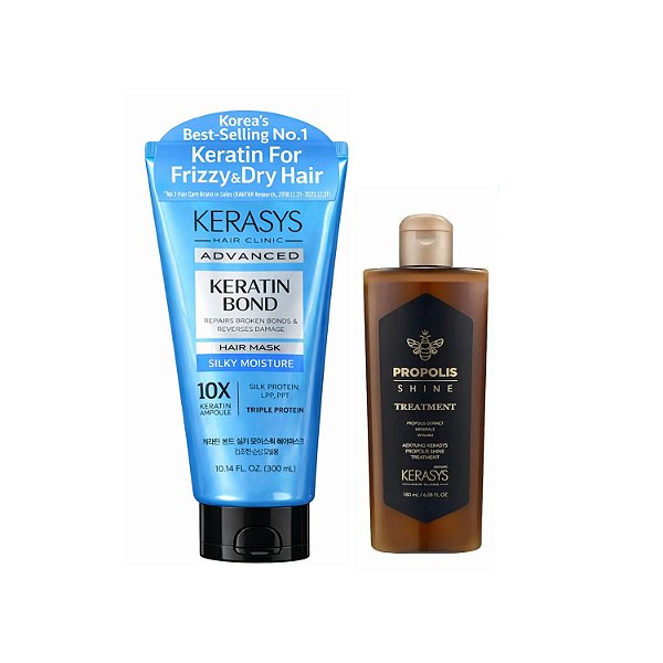 Kerasys Kit (Tratamento Própolis Shine 180ml + Máscara Silk Moisture 300ml)